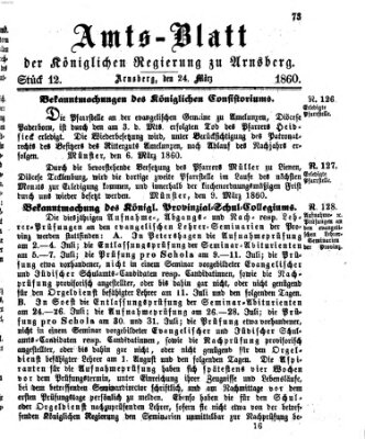 Amtsblatt für den Regierungsbezirk Arnsberg Samstag 24. März 1860