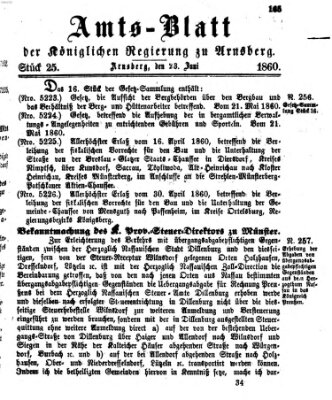 Amtsblatt für den Regierungsbezirk Arnsberg Samstag 23. Juni 1860