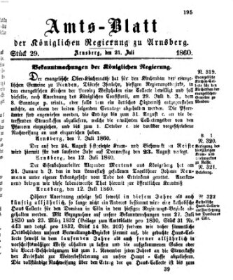 Amtsblatt für den Regierungsbezirk Arnsberg Samstag 21. Juli 1860