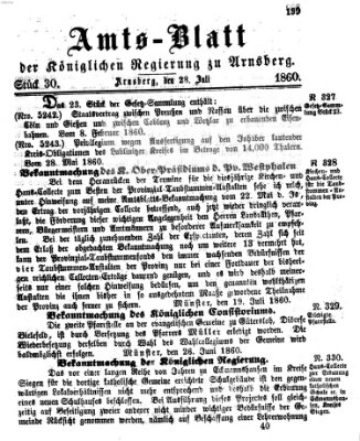 Amtsblatt für den Regierungsbezirk Arnsberg Samstag 28. Juli 1860