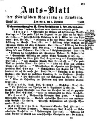 Amtsblatt für den Regierungsbezirk Arnsberg Samstag 1. September 1860