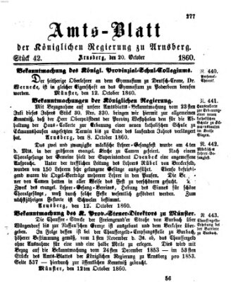 Amtsblatt für den Regierungsbezirk Arnsberg Samstag 20. Oktober 1860