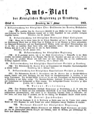 Amtsblatt für den Regierungsbezirk Arnsberg Samstag 9. Februar 1861