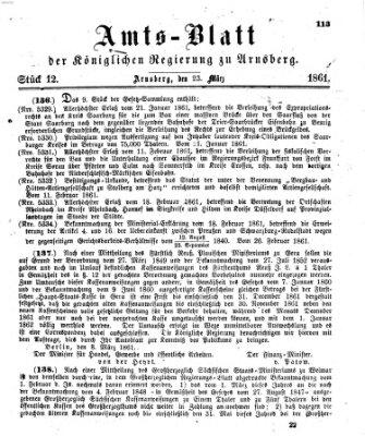 Amtsblatt für den Regierungsbezirk Arnsberg Samstag 23. März 1861