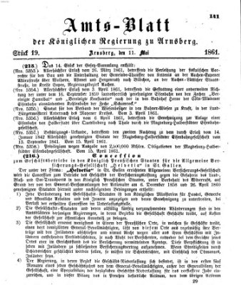 Amtsblatt für den Regierungsbezirk Arnsberg Samstag 11. Mai 1861