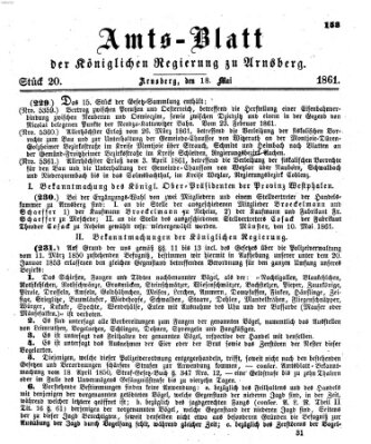 Amtsblatt für den Regierungsbezirk Arnsberg Samstag 18. Mai 1861