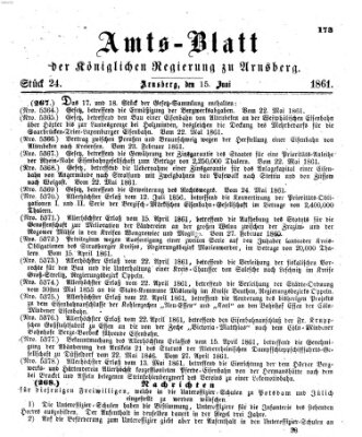 Amtsblatt für den Regierungsbezirk Arnsberg Samstag 15. Juni 1861