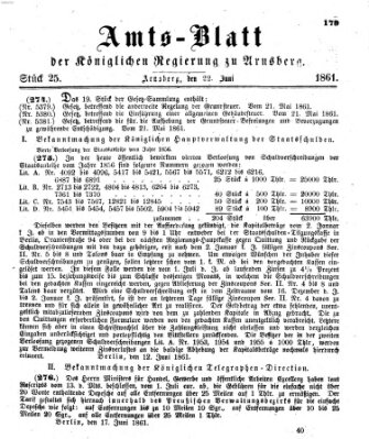 Amtsblatt für den Regierungsbezirk Arnsberg Samstag 22. Juni 1861