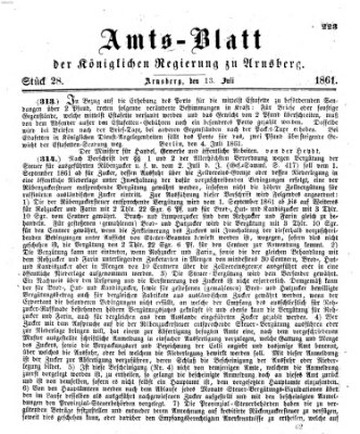 Amtsblatt für den Regierungsbezirk Arnsberg Samstag 13. Juli 1861