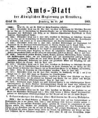 Amtsblatt für den Regierungsbezirk Arnsberg Samstag 20. Juli 1861