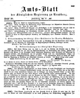 Amtsblatt für den Regierungsbezirk Arnsberg Samstag 27. Juli 1861