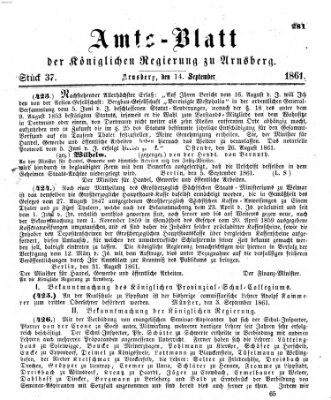 Amtsblatt für den Regierungsbezirk Arnsberg Samstag 14. September 1861