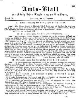 Amtsblatt für den Regierungsbezirk Arnsberg Samstag 21. September 1861