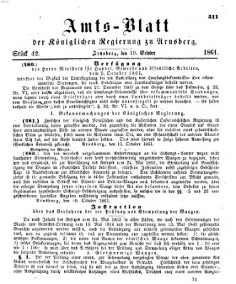 Amtsblatt für den Regierungsbezirk Arnsberg Samstag 19. Oktober 1861