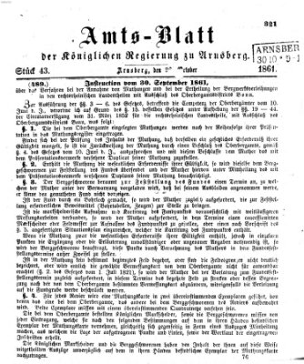 Amtsblatt für den Regierungsbezirk Arnsberg Samstag 26. Oktober 1861