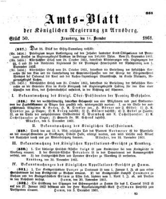 Amtsblatt für den Regierungsbezirk Arnsberg Samstag 14. Dezember 1861