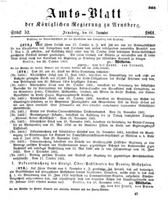 Amtsblatt für den Regierungsbezirk Arnsberg Samstag 28. Dezember 1861