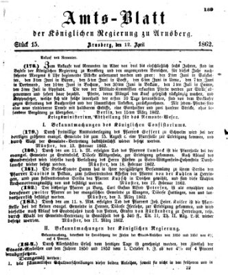 Amtsblatt für den Regierungsbezirk Arnsberg Samstag 12. April 1862