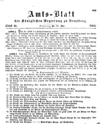 Amtsblatt für den Regierungsbezirk Arnsberg Mittwoch 28. Mai 1862