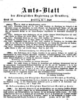 Amtsblatt für den Regierungsbezirk Arnsberg Samstag 9. August 1862