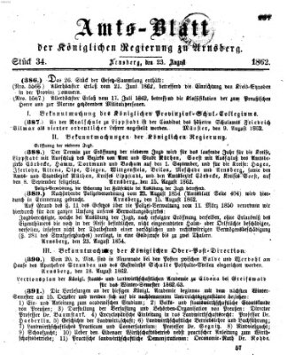 Amtsblatt für den Regierungsbezirk Arnsberg Samstag 23. August 1862