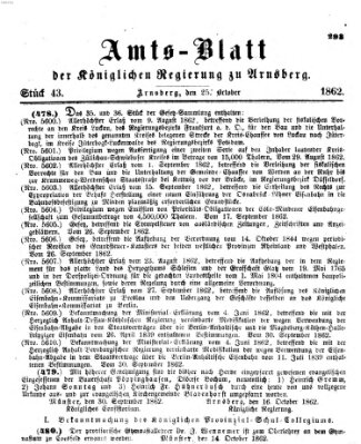 Amtsblatt für den Regierungsbezirk Arnsberg Samstag 25. Oktober 1862