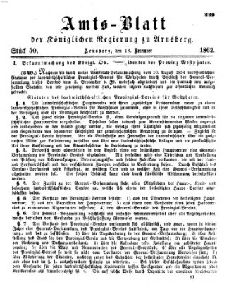 Amtsblatt für den Regierungsbezirk Arnsberg Samstag 13. Dezember 1862