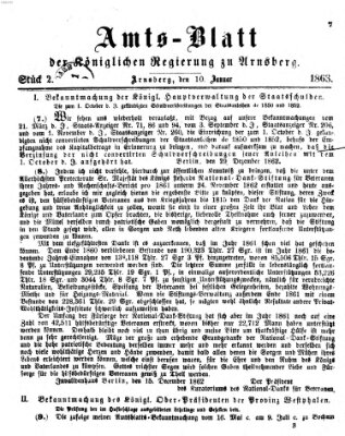 Amtsblatt für den Regierungsbezirk Arnsberg Samstag 10. Januar 1863