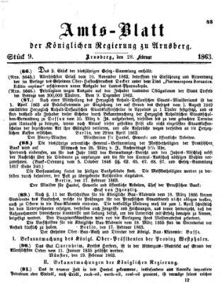 Amtsblatt für den Regierungsbezirk Arnsberg Samstag 28. Februar 1863