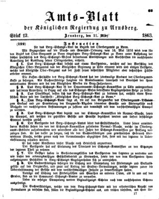 Amtsblatt für den Regierungsbezirk Arnsberg Samstag 21. März 1863