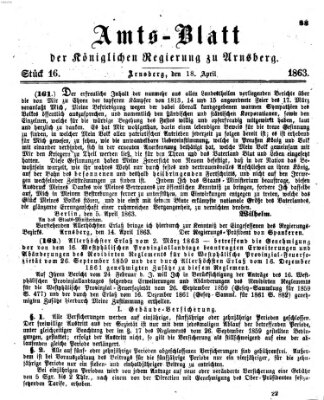 Amtsblatt für den Regierungsbezirk Arnsberg Samstag 18. April 1863