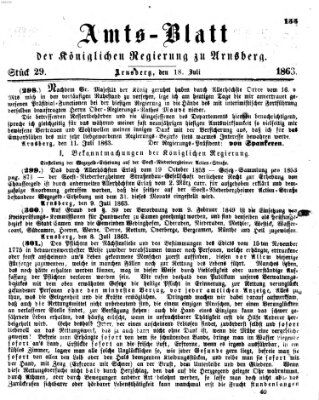 Amtsblatt für den Regierungsbezirk Arnsberg Samstag 18. Juli 1863