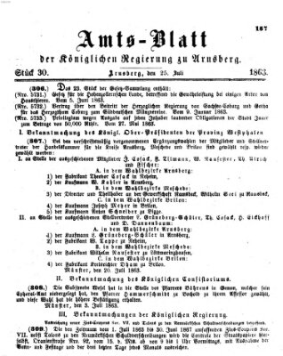 Amtsblatt für den Regierungsbezirk Arnsberg Samstag 25. Juli 1863