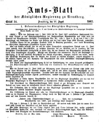 Amtsblatt für den Regierungsbezirk Arnsberg Samstag 22. August 1863