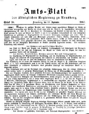 Amtsblatt für den Regierungsbezirk Arnsberg Samstag 19. September 1863