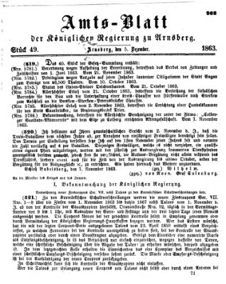 Amtsblatt für den Regierungsbezirk Arnsberg Samstag 5. Dezember 1863