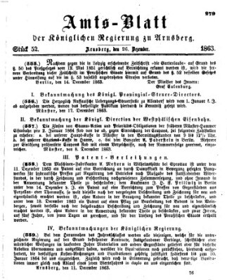 Amtsblatt für den Regierungsbezirk Arnsberg Samstag 26. Dezember 1863