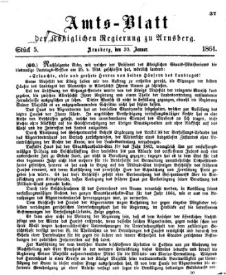 Amtsblatt für den Regierungsbezirk Arnsberg Samstag 30. Januar 1864