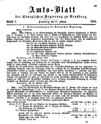 Amtsblatt für den Regierungsbezirk Arnsberg Samstag 20. Februar 1864