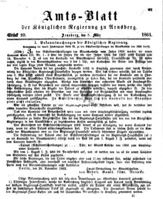 Amtsblatt für den Regierungsbezirk Arnsberg Samstag 5. März 1864