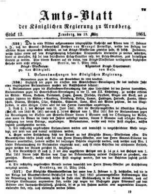 Amtsblatt für den Regierungsbezirk Arnsberg Samstag 19. März 1864