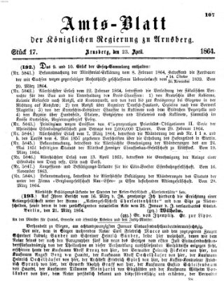 Amtsblatt für den Regierungsbezirk Arnsberg Samstag 23. April 1864