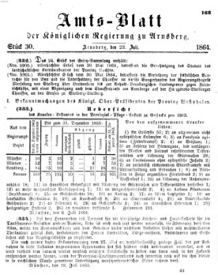 Amtsblatt für den Regierungsbezirk Arnsberg Samstag 23. Juli 1864