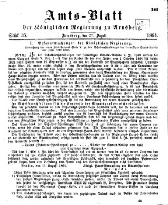 Amtsblatt für den Regierungsbezirk Arnsberg Samstag 27. August 1864