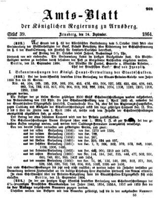 Amtsblatt für den Regierungsbezirk Arnsberg Samstag 24. September 1864