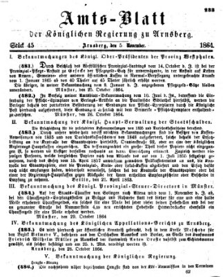 Amtsblatt für den Regierungsbezirk Arnsberg Samstag 5. November 1864