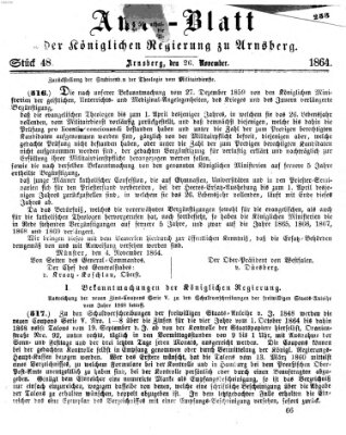 Amtsblatt für den Regierungsbezirk Arnsberg Samstag 26. November 1864