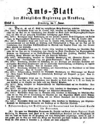 Amtsblatt für den Regierungsbezirk Arnsberg Samstag 7. Januar 1865