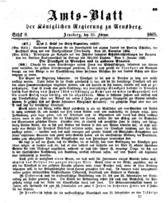 Amtsblatt für den Regierungsbezirk Arnsberg Samstag 25. Februar 1865