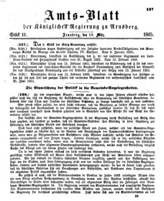 Amtsblatt für den Regierungsbezirk Arnsberg Samstag 18. März 1865